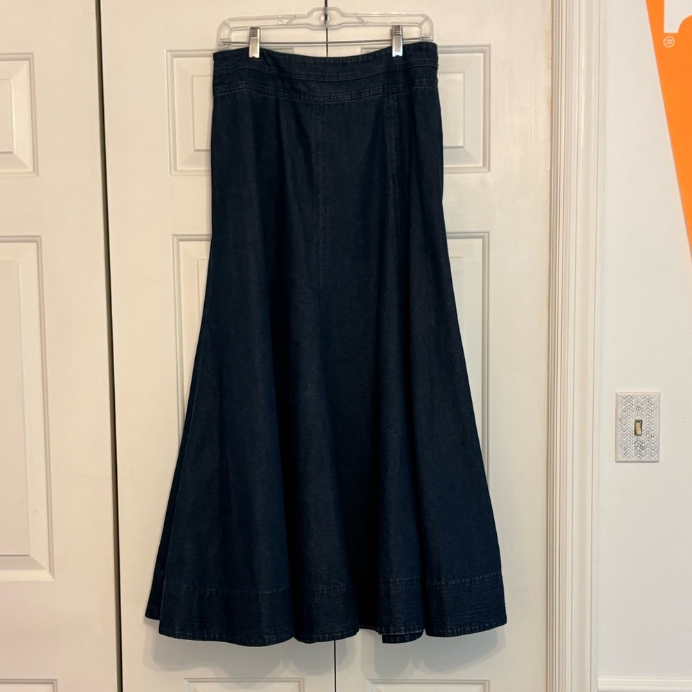 Tuckernuck Dark Blue Denim Brynn Flared Maxi Skirt - Picture 3 of 5